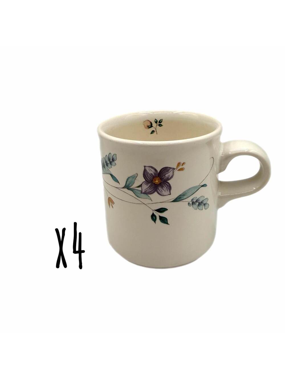 Set of 4 Vintage Pfaltzgraff April Coffee Stoneware Mugs
